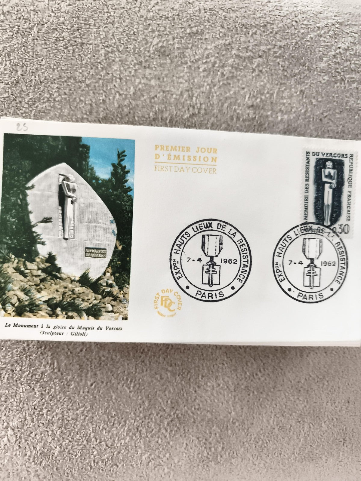 Lettre FDC Monument Maquis du Vercors 1962 premier jour Résistance France