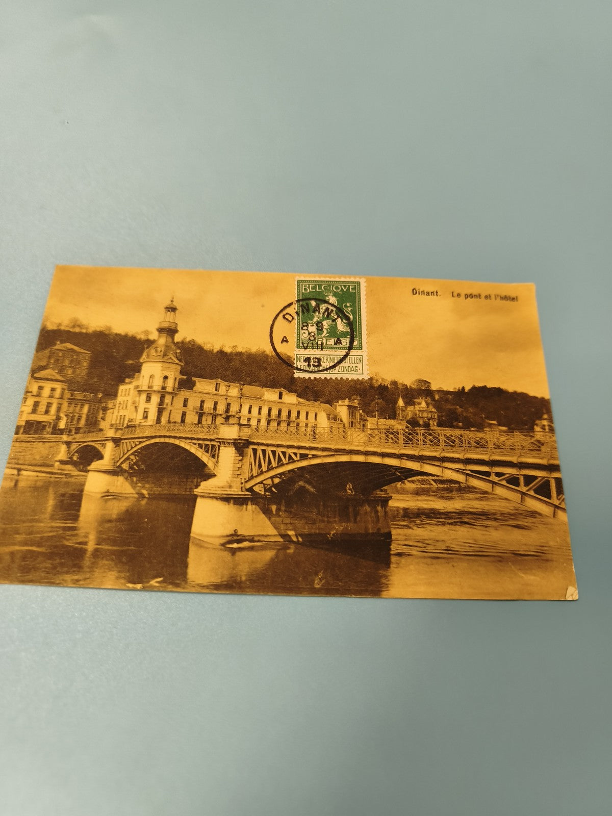 Carte postale ancienne Dinant Belgique pont hôtel timbre vintage CPA
