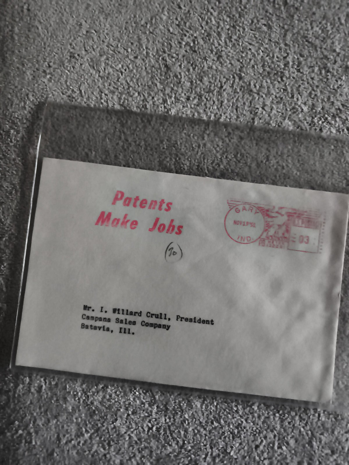 Lettre affranchie USA 1951 "Patents Make Jobs" Batavia Ill. philatélie (Ref 27)