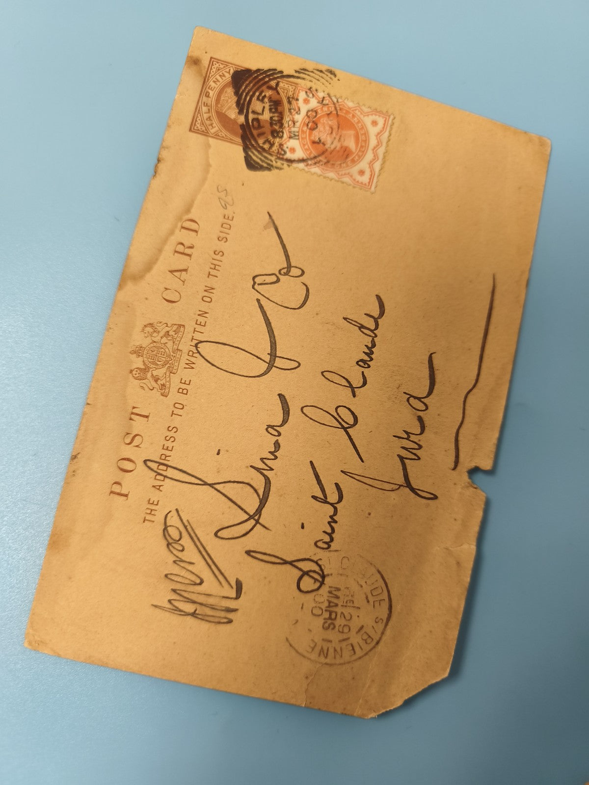 Carte postale ancienne fin XIXe philatélie, timbre oblitéré, France (Ref 5)