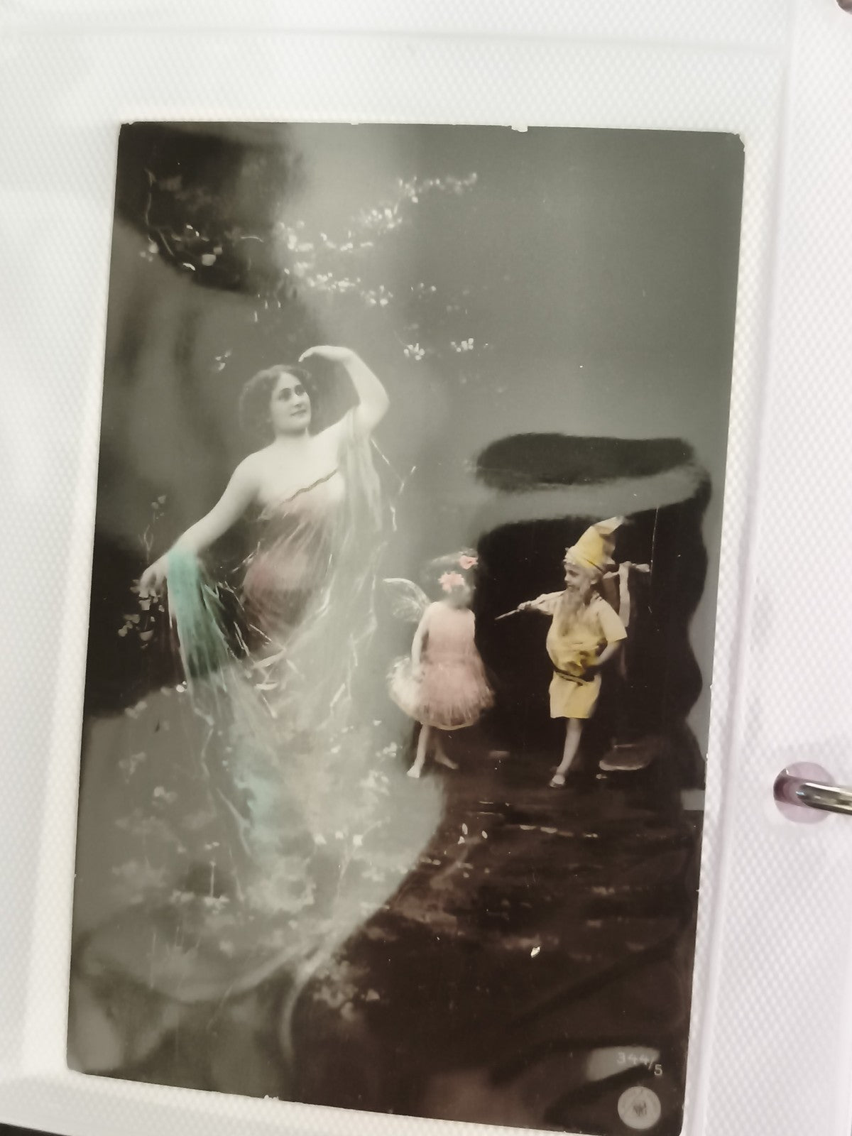 Carte postale ancienne fée danseuse colorisée – CPA début XXe, photo féerie