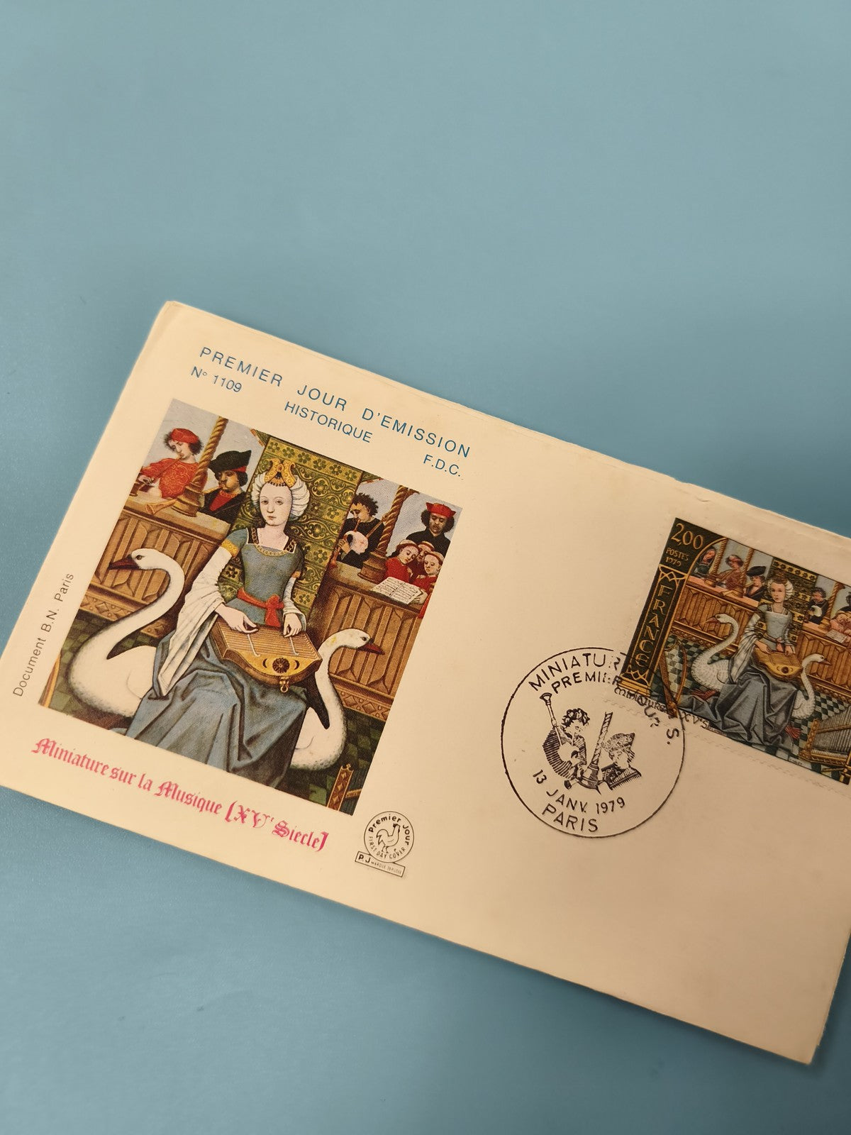 Enveloppe FDC Premier Jour d?Émission Miniature sur la Musique, timbre 1979