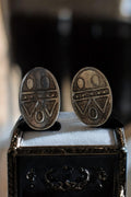 Boucles d’oreilles à clip vintage ovales aspect ethnique métal vieilli