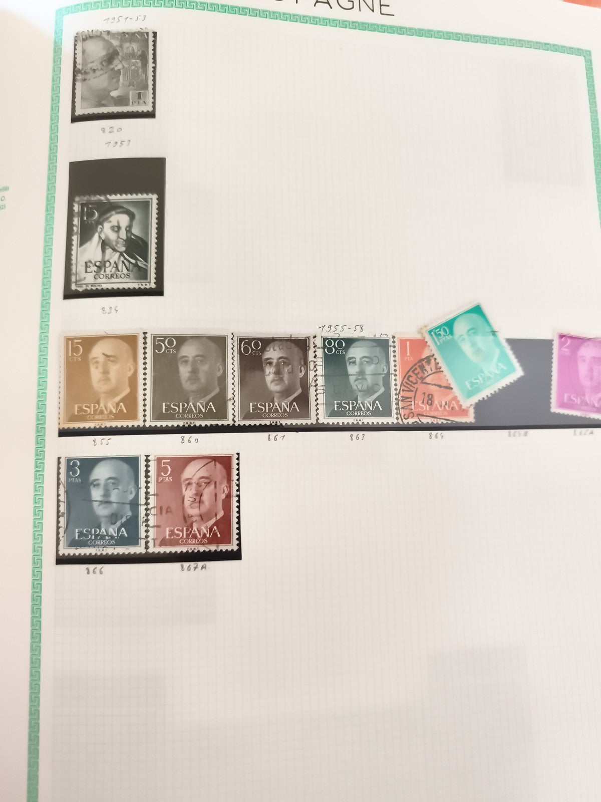 Timbres Espagne Franco 1950s-60s lot 8 valeurs oblitérés philatélie