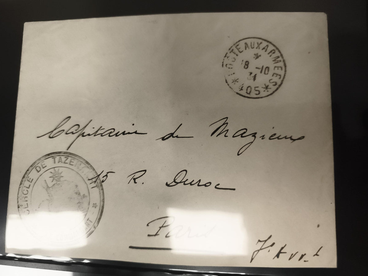 Lettre militaire Poste aux Armées 405, cachet Tazert, Paris, philatélie