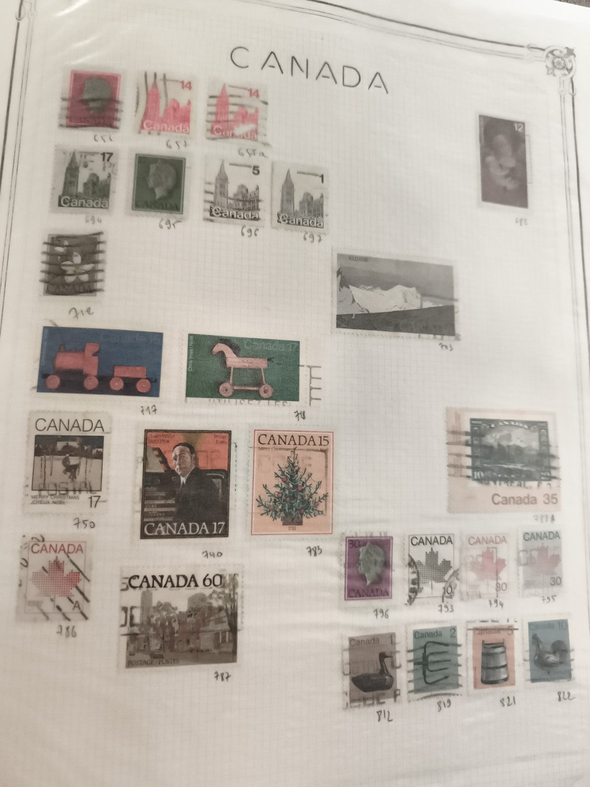 Timbres anciens Canada oblitérés lot x20 philatélie vintage thématiques variées