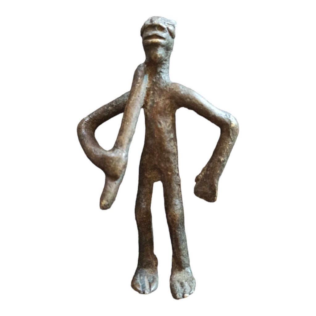 Statuette africaine bronze Gabon style primitif vintage sculpture artisanat