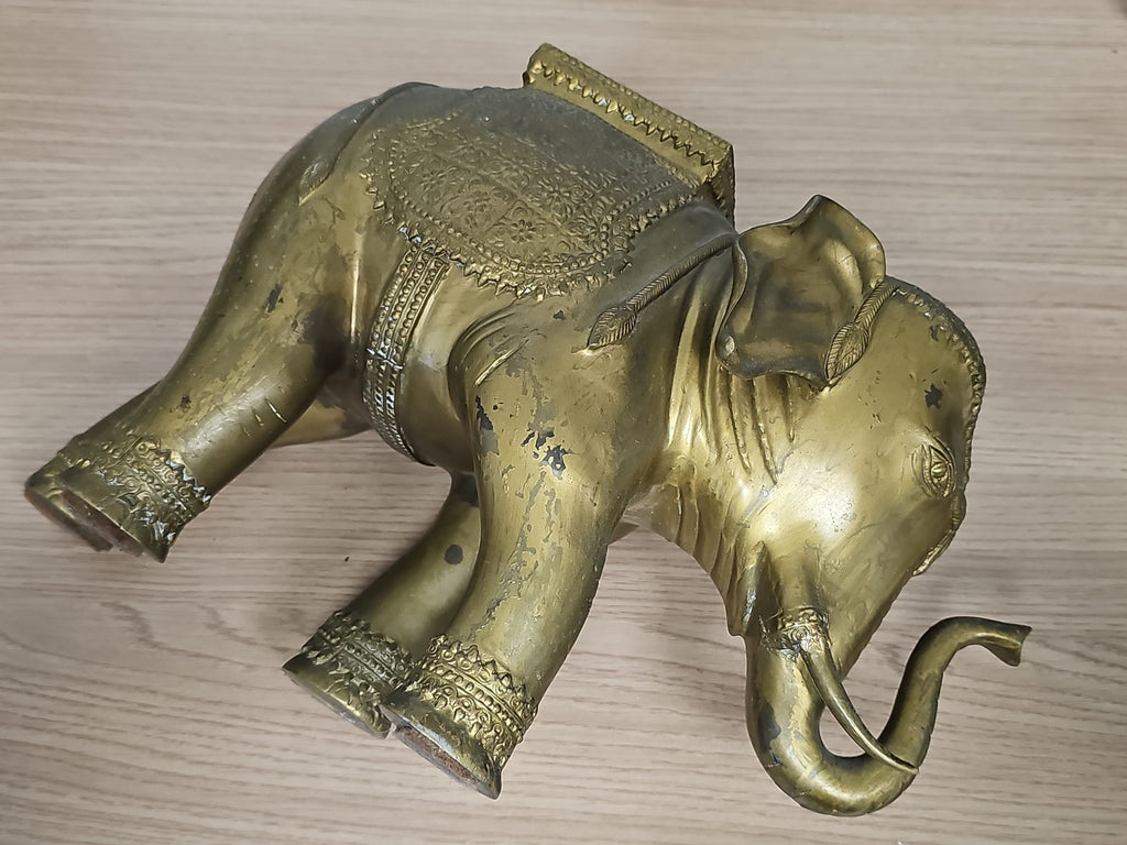 Statue éléphant indienne bronze porte-encens ancien déco orientale vintage