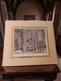 Gravure ancienne "Tombeau de Broia" cathédrale style gothique vintage déco mural