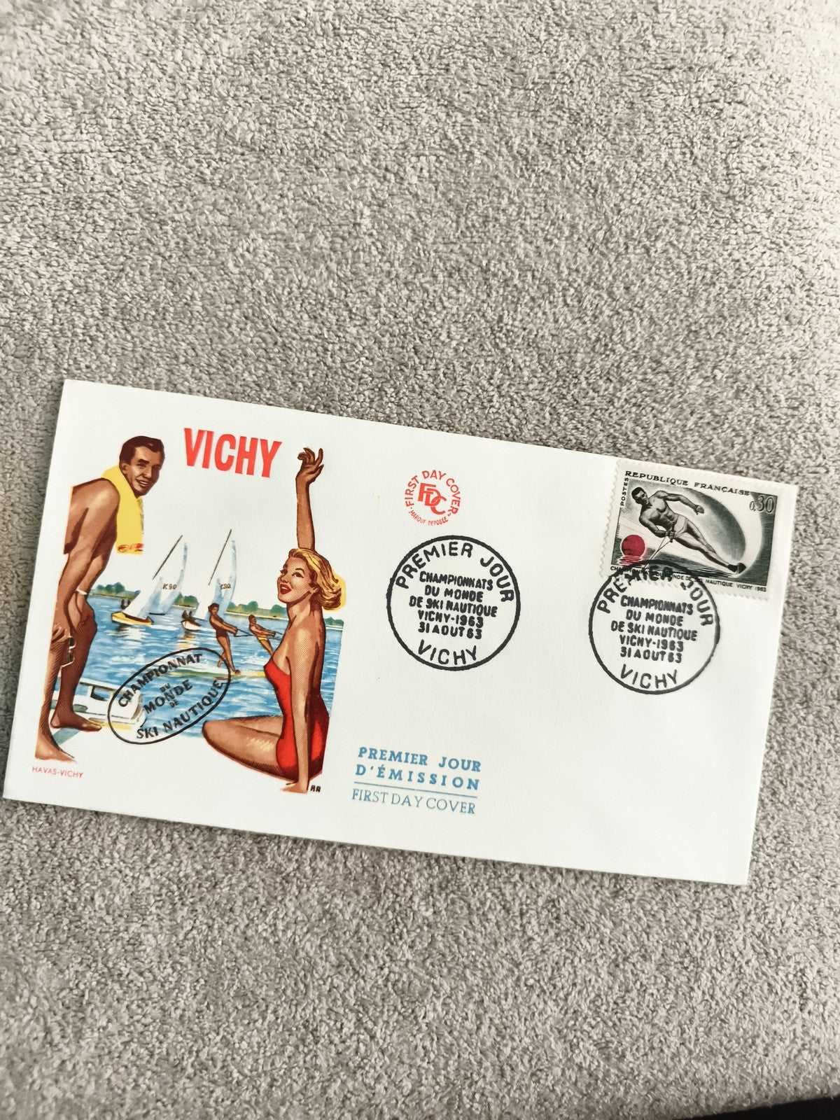 Lettre Premier Jour Vichy Championnat Monde Ski Nautique 1958 FDC philatélie