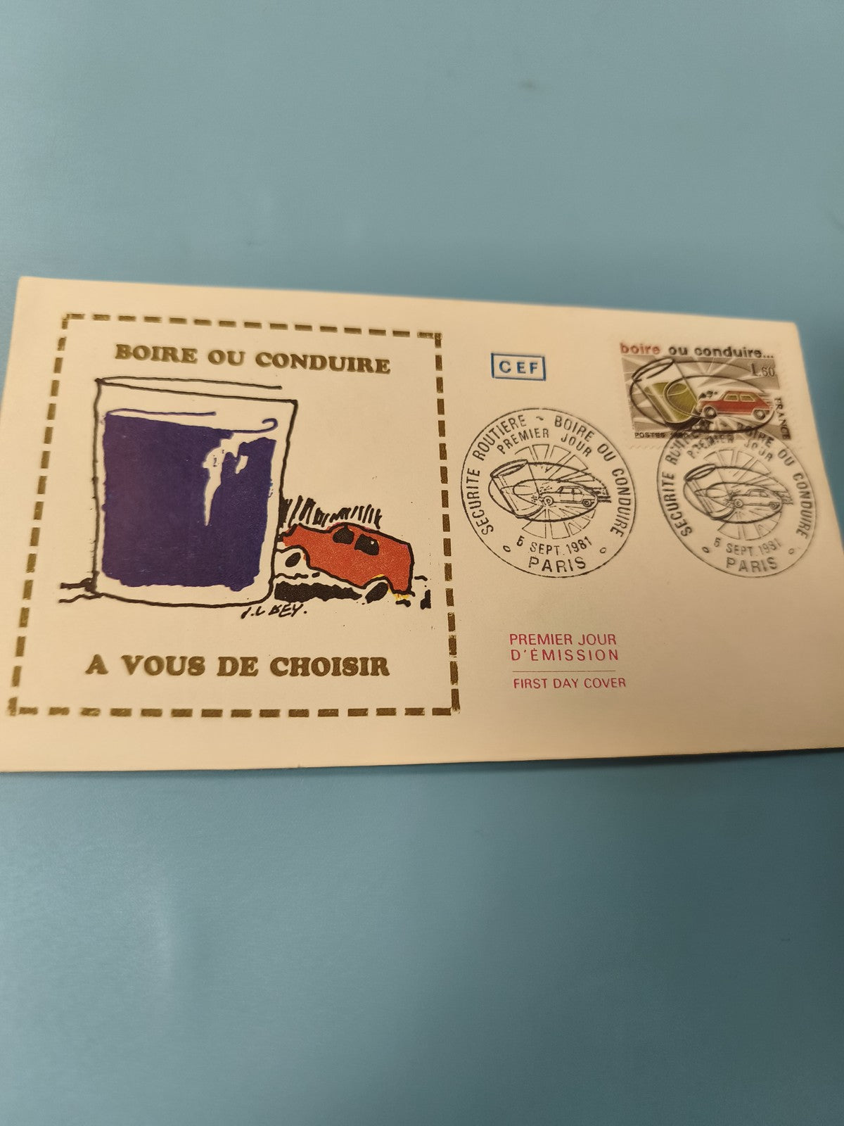 Enveloppe FDC Boire ou Conduire 1981 premier jour émission timbre sécurité routi