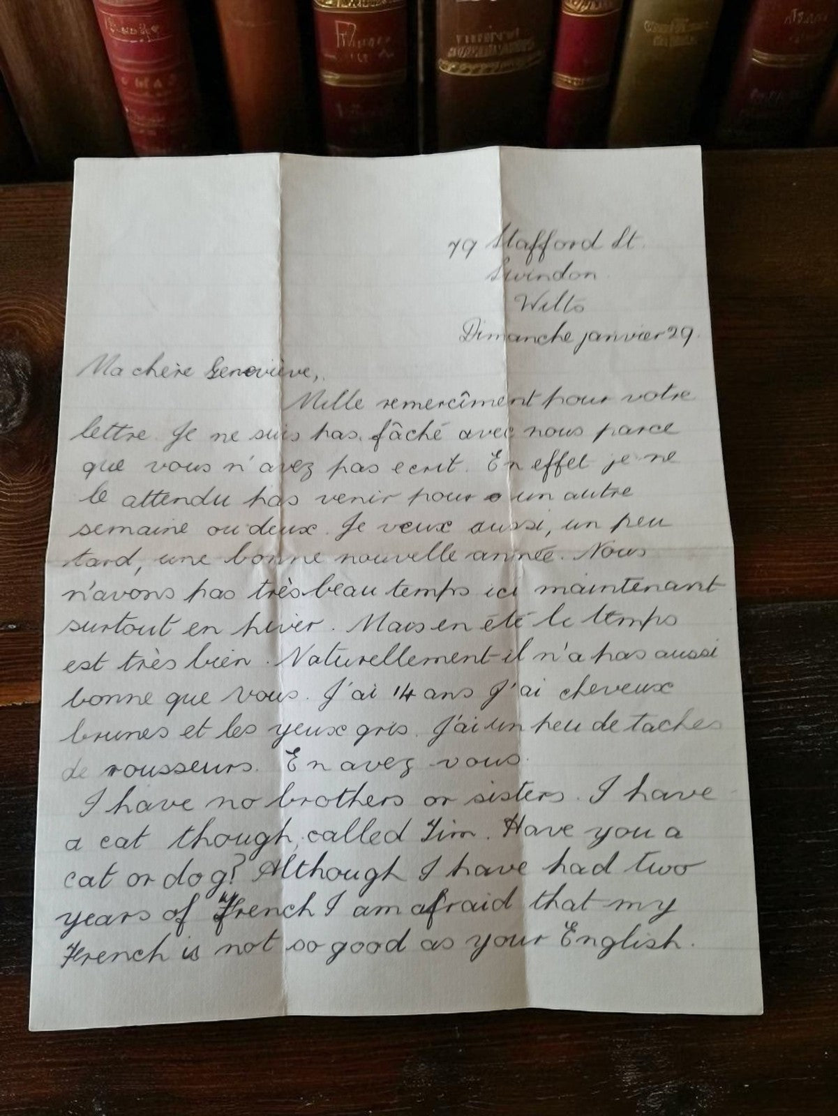 Lettre manuscrite ancienne 1945 Swindon WW2 française anglaise vintage