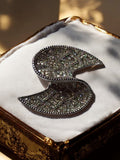 Broche vintage strass brillant forme feuille, bijou fantaisie élégant rétro