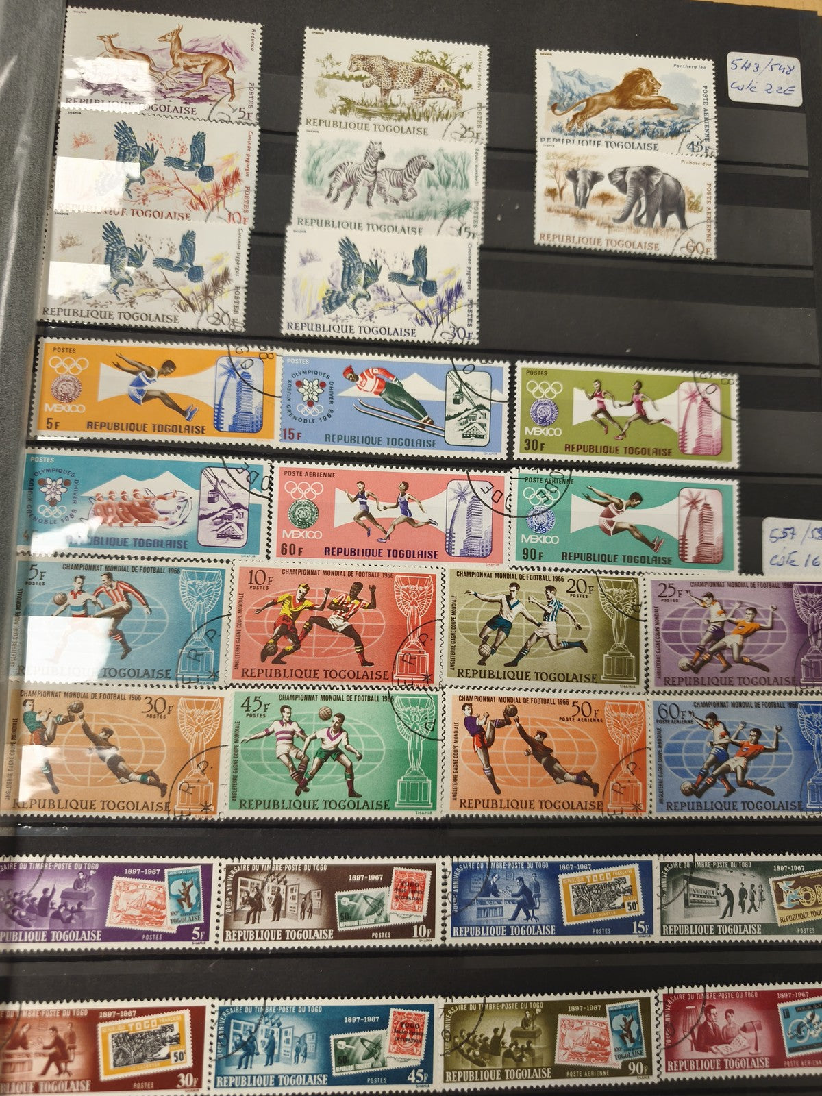 Lot de timbres République Togolaise animaux sport thèmes variés philatélie