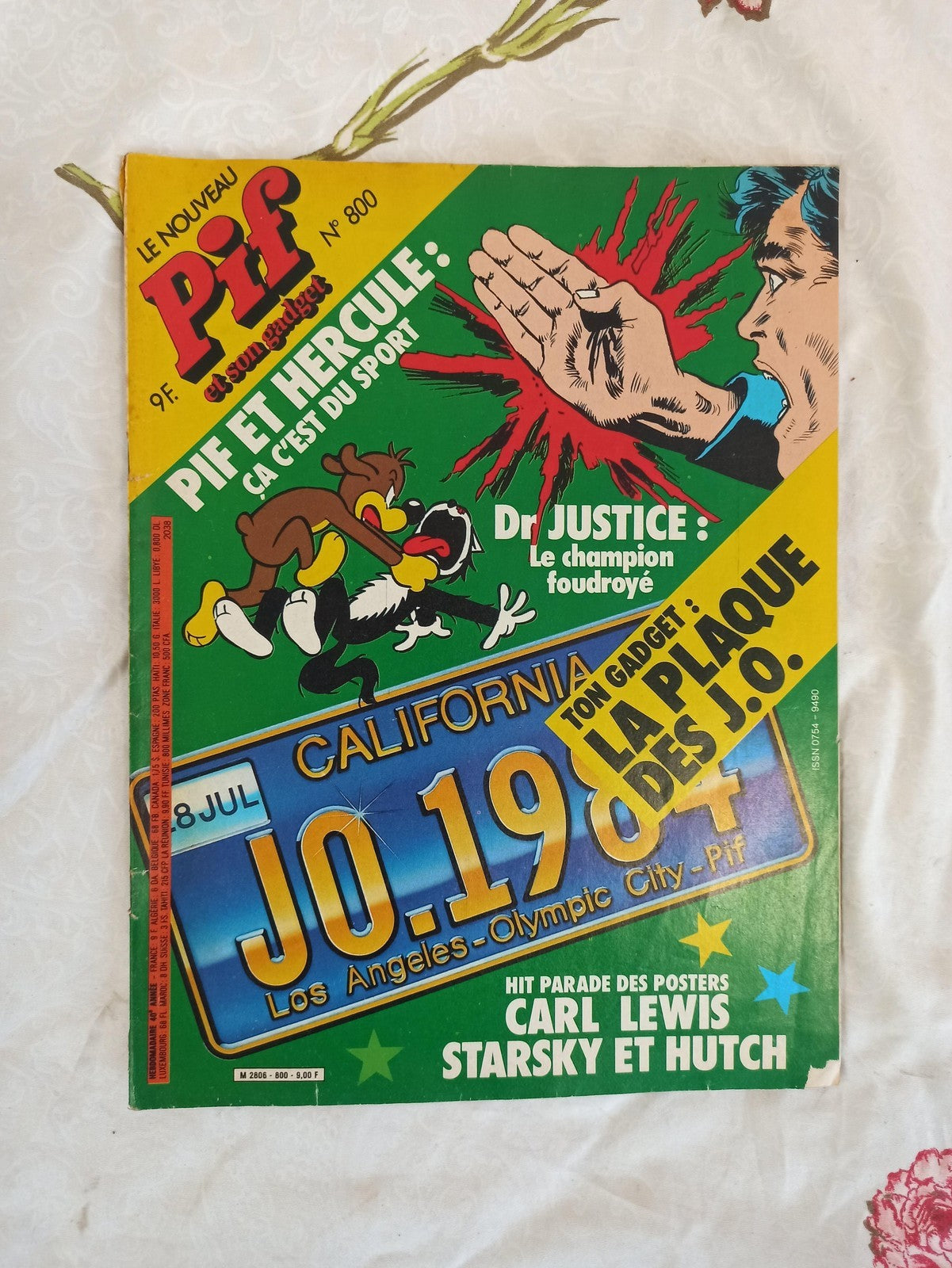 Magazine Pif Gadget n°800 vintage 1984, couverture JO, état à restaurer rare BD