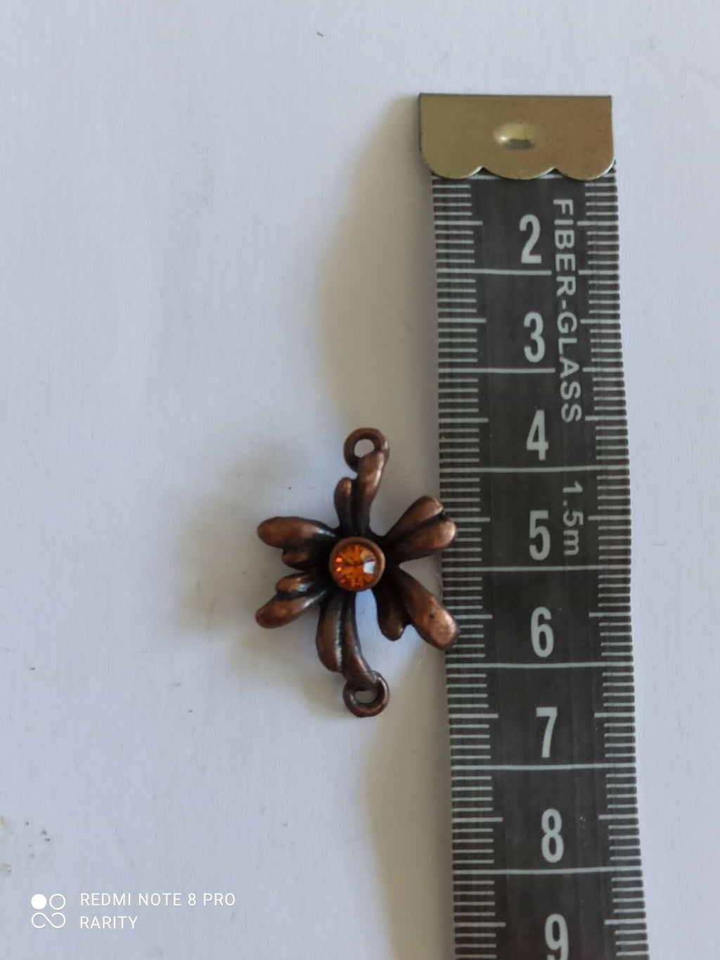 Pendentif fleur bronze Remy Dis Paris vintage strass orange années 80/90