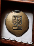Médaille ancienne UNSS blason bronze aspect patiné sport scolaire UKSS