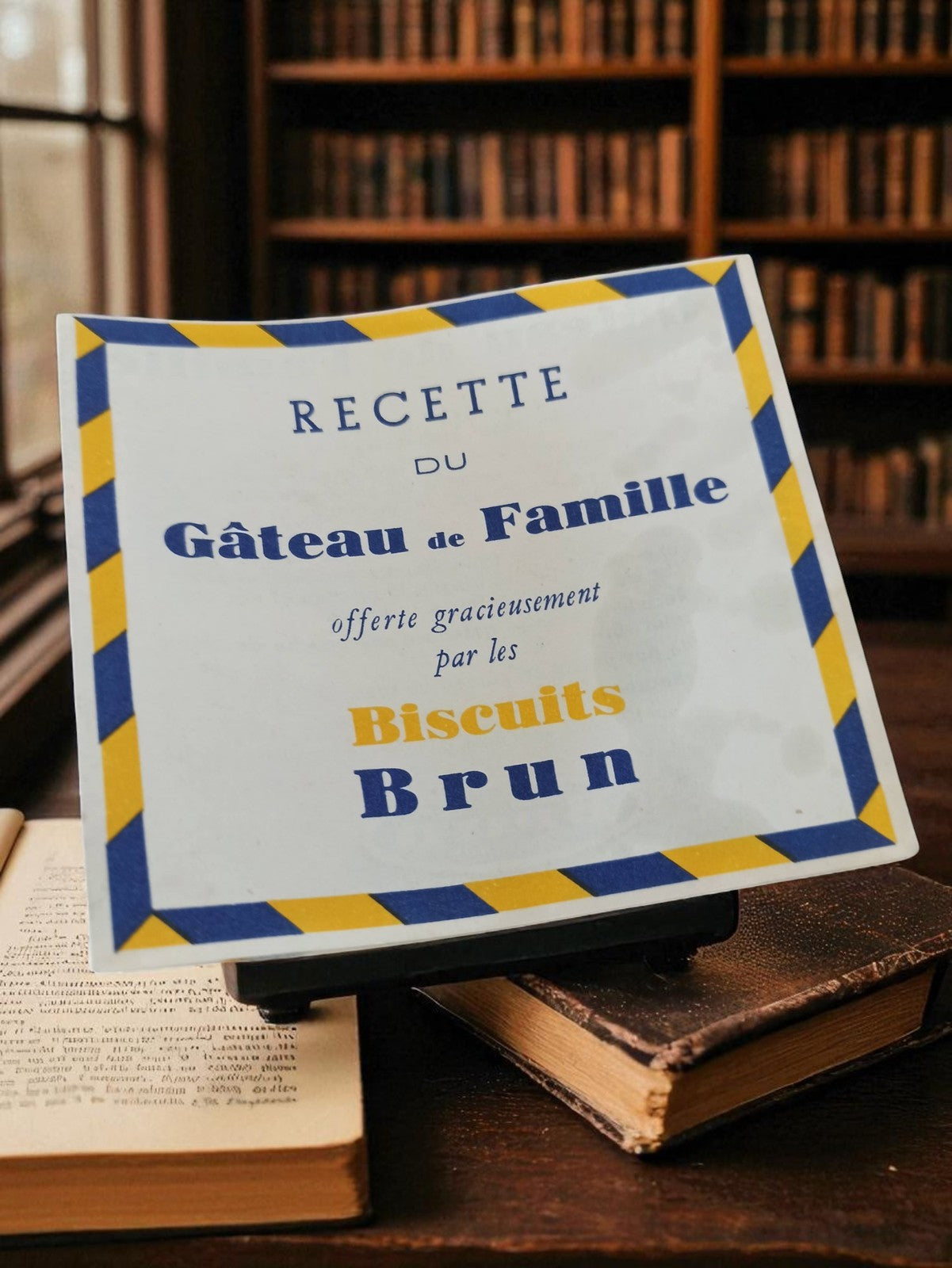 Brochure publicitaire Biscuits Brun vintage, recette Gâteau de Famille rétro pap