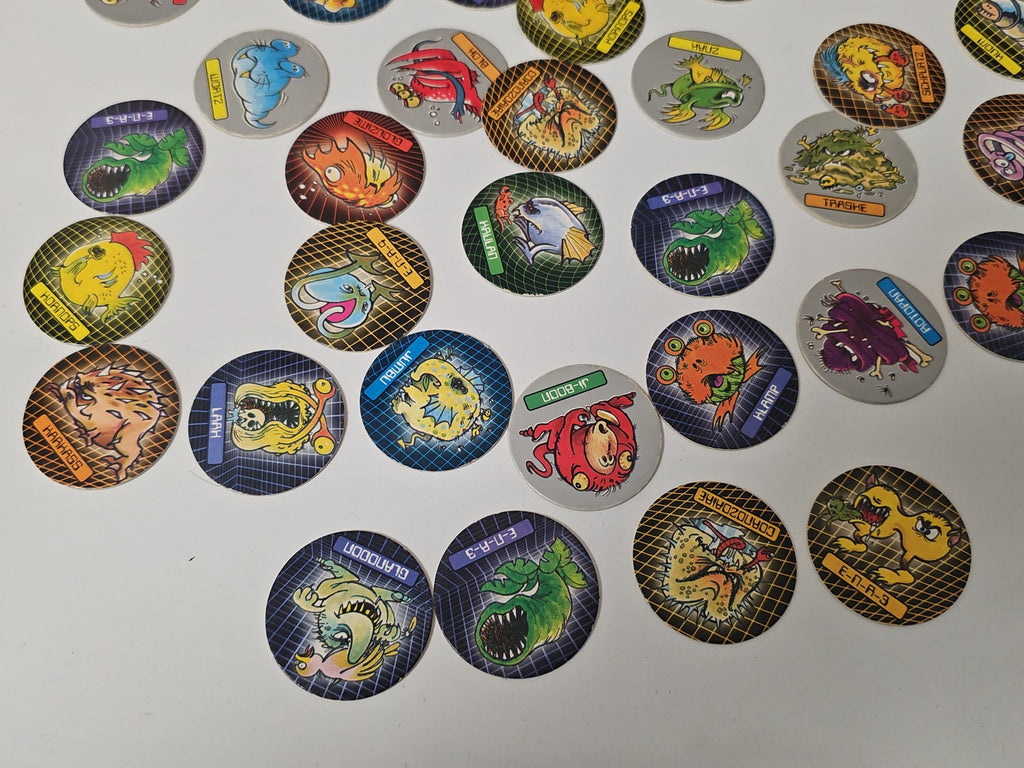 Gros lot de pogs Space Monsters originaux jeu d'enfance divertissant occasion