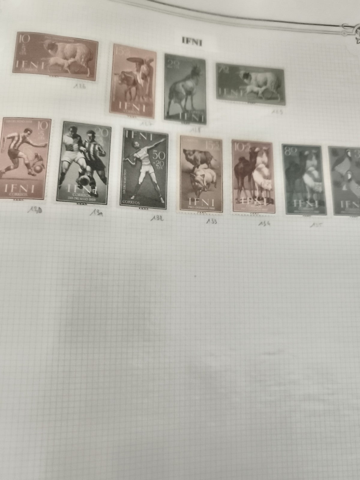 Timbres IFNI animaux et sport Espagne années 1950 philatélie lot