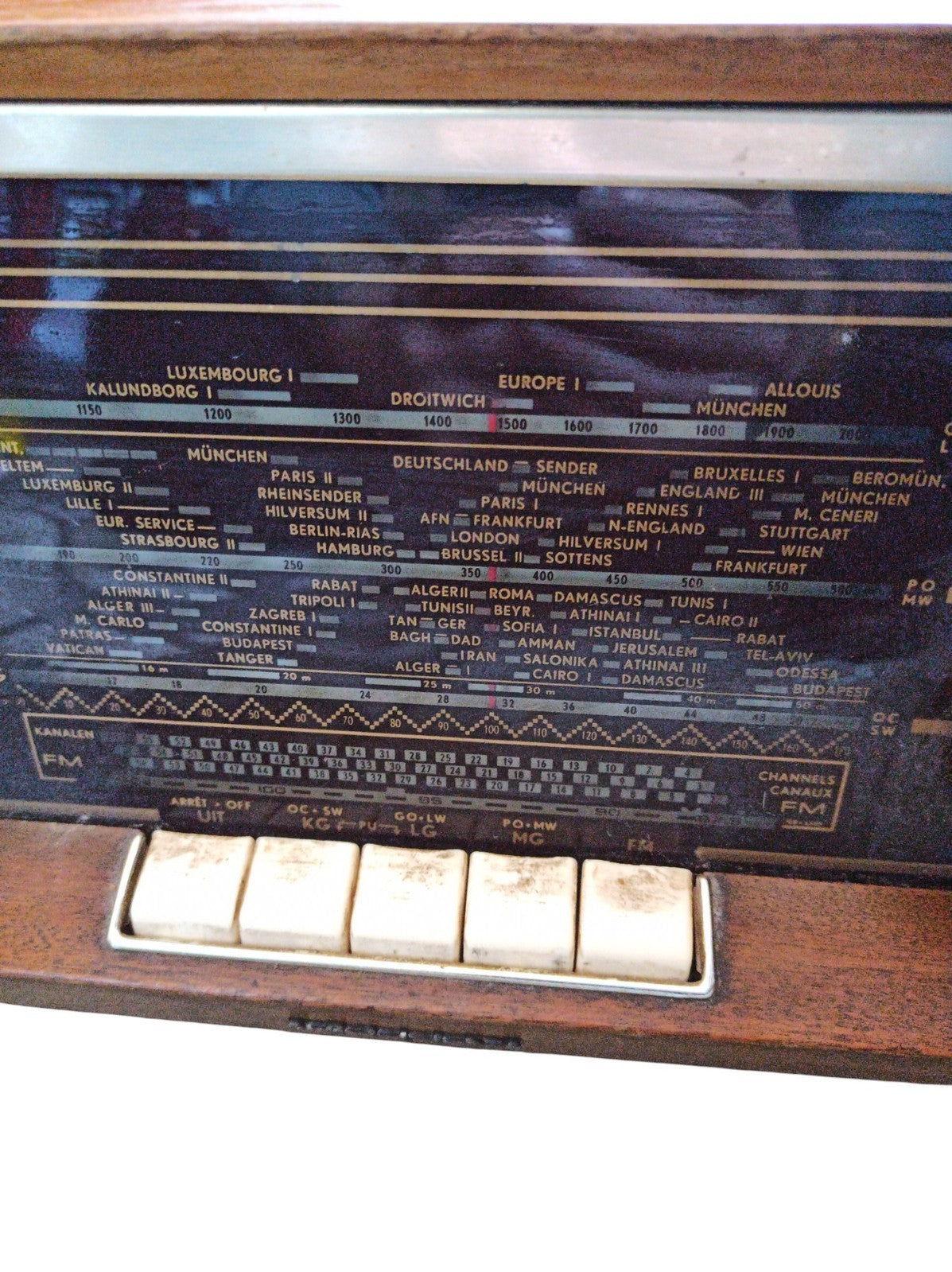 Radio vintage PHILIPS multibandes bois bakélite années 50/60 ancien poste TSF