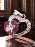 Pendentif c?ur fantaisie vintage strass rose rétro bijou charm