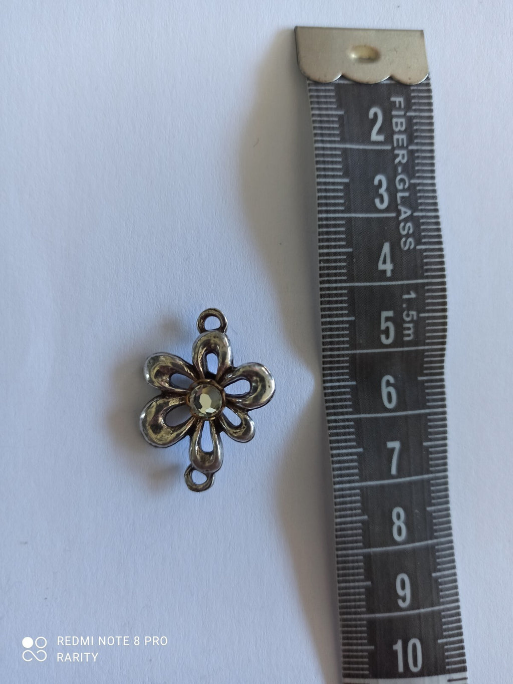 Pendentif fleur vintage Remy Dis Paris strass central années 80/90 France