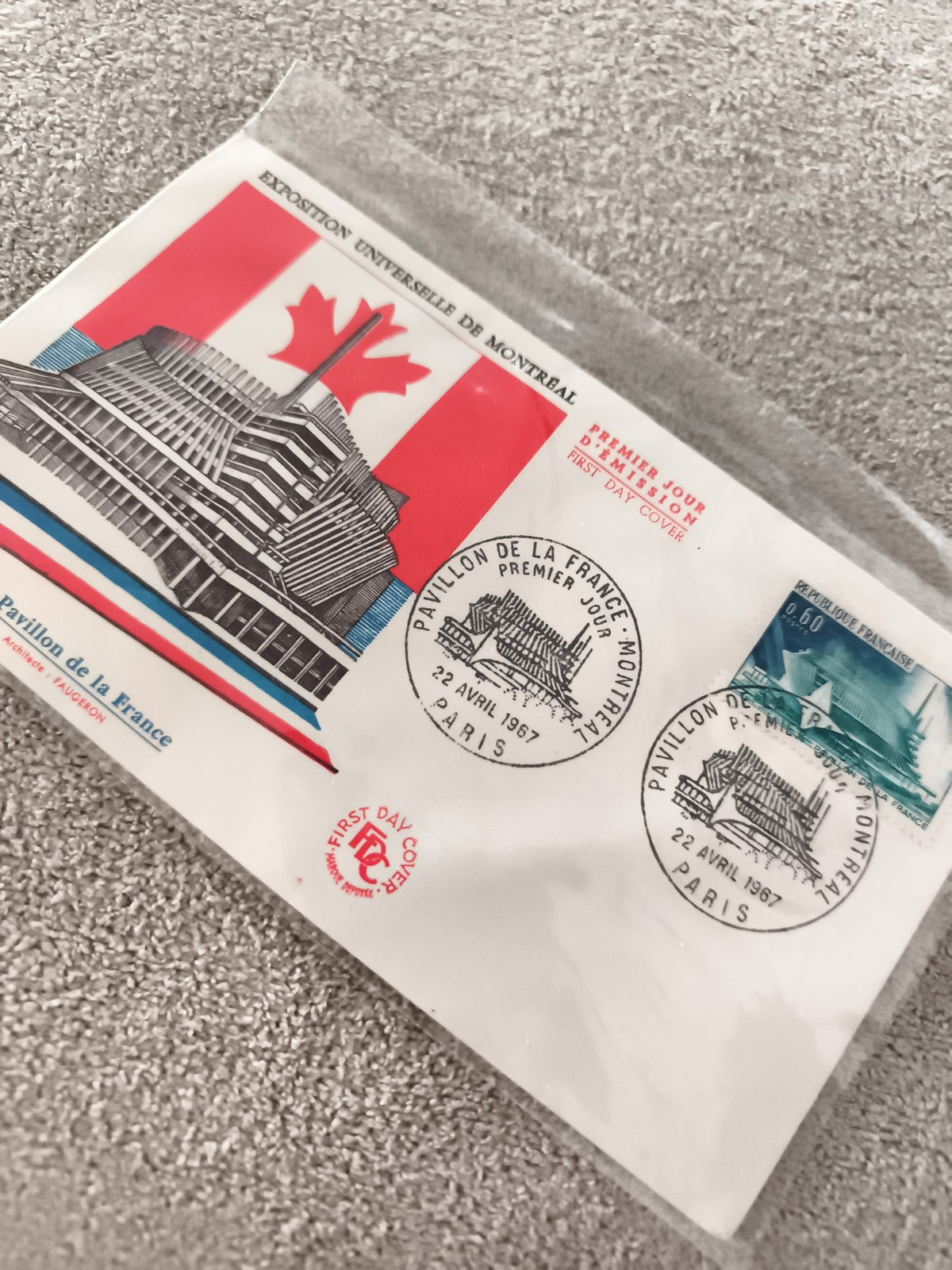 Lettre FDC Exposition Universelle Montréal 1967 Pavillon France ancien philatéli