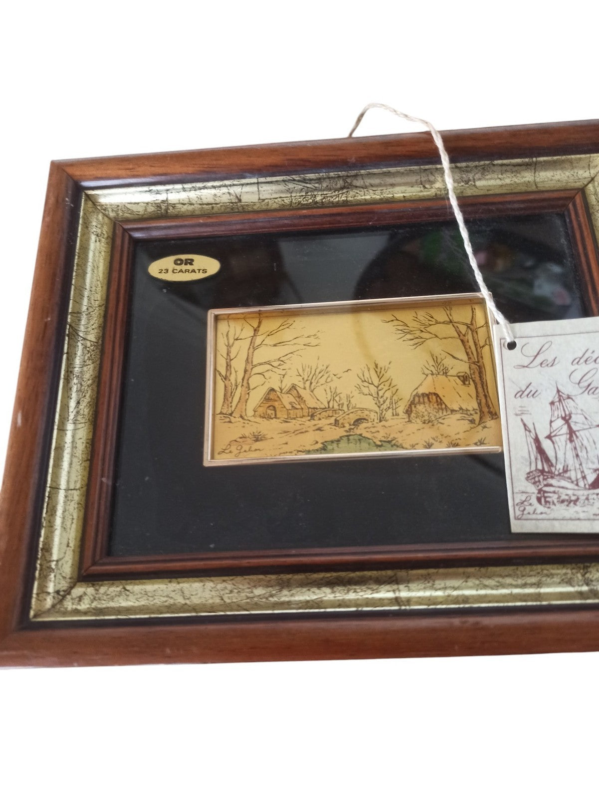 Decorative painting The decors of the Galion 23-carat gold antique vintage frame France