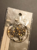 Boucles d’oreilles vintage créoles pendantes perles ambre deadstock ancien