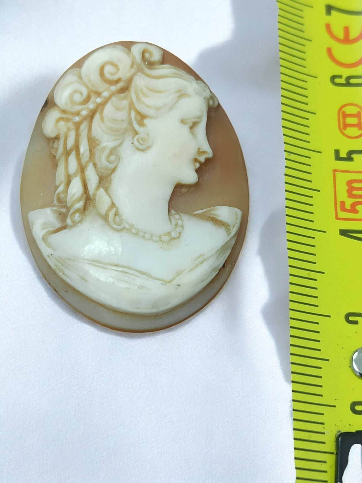 Camée ancien vintage début XXe siècle ovale femme profil collection rétro
