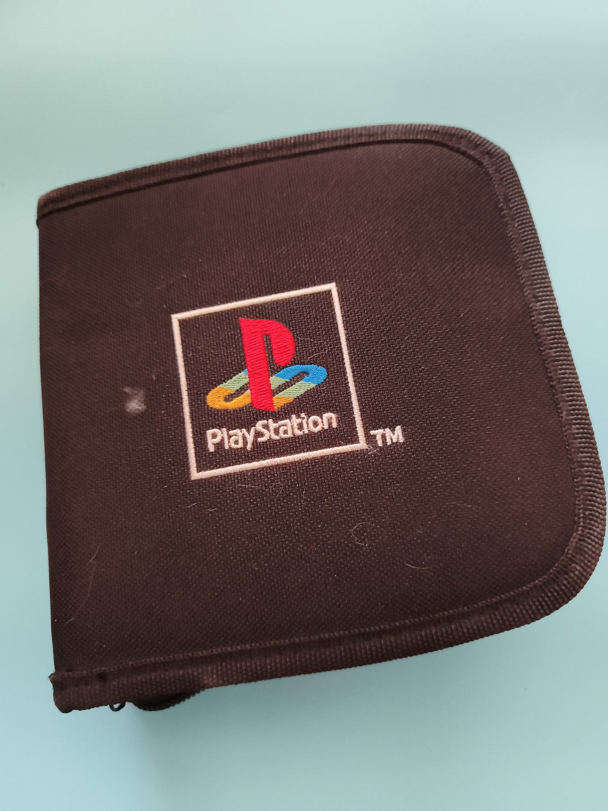 Pochette PlayStation noire logo brodé rangement CD disque zip