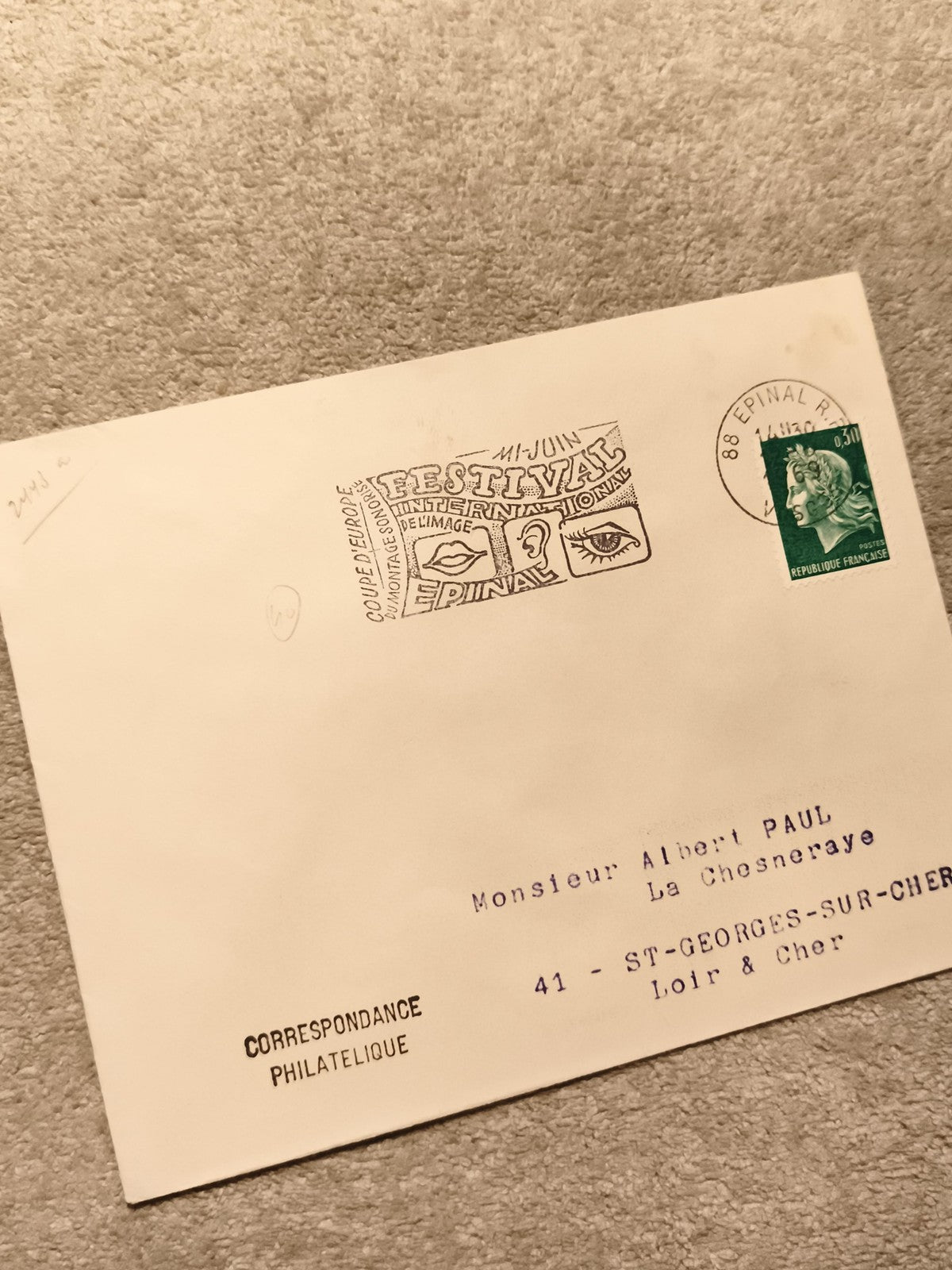 Lettre philatélique Festival de l'Image Épinal oblitération 1988 France (Ref 10)