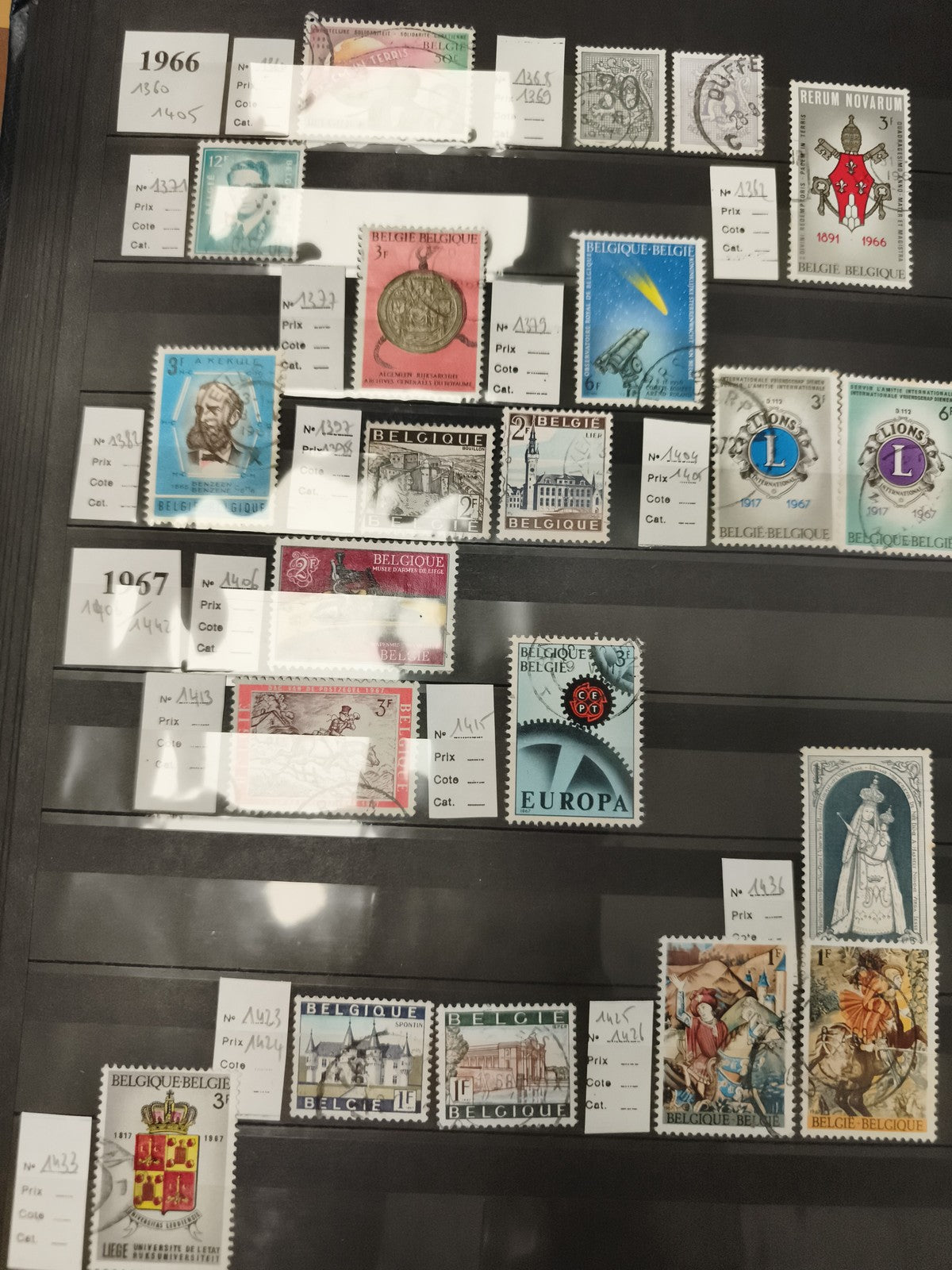 Timbres Belgique 1966-1967 lot x18, oblitérés, thématiques, Europa, église, blas