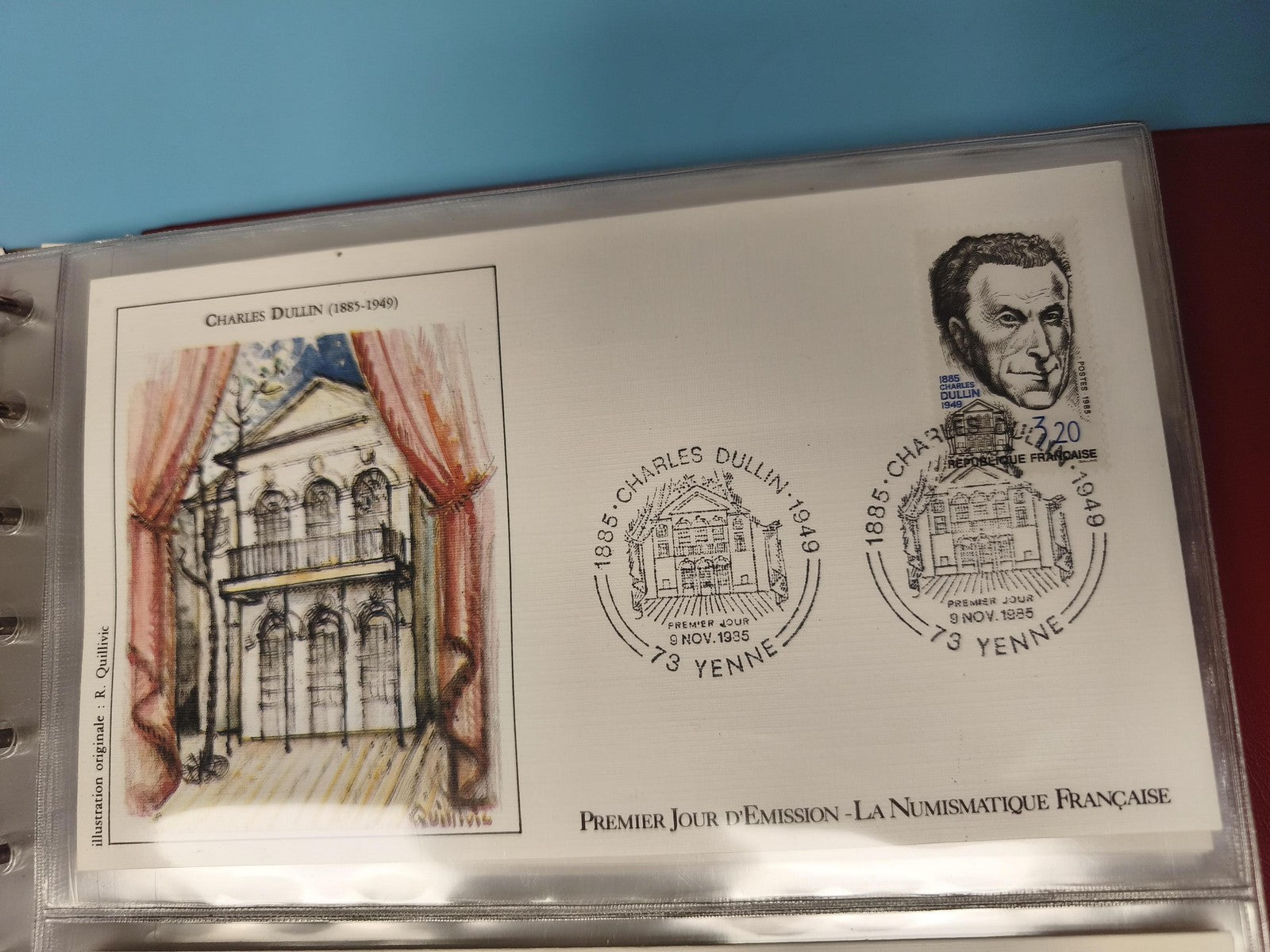 Enveloppe FDC premier jour Charles Dullin 1985 Yenne illustration théâtre