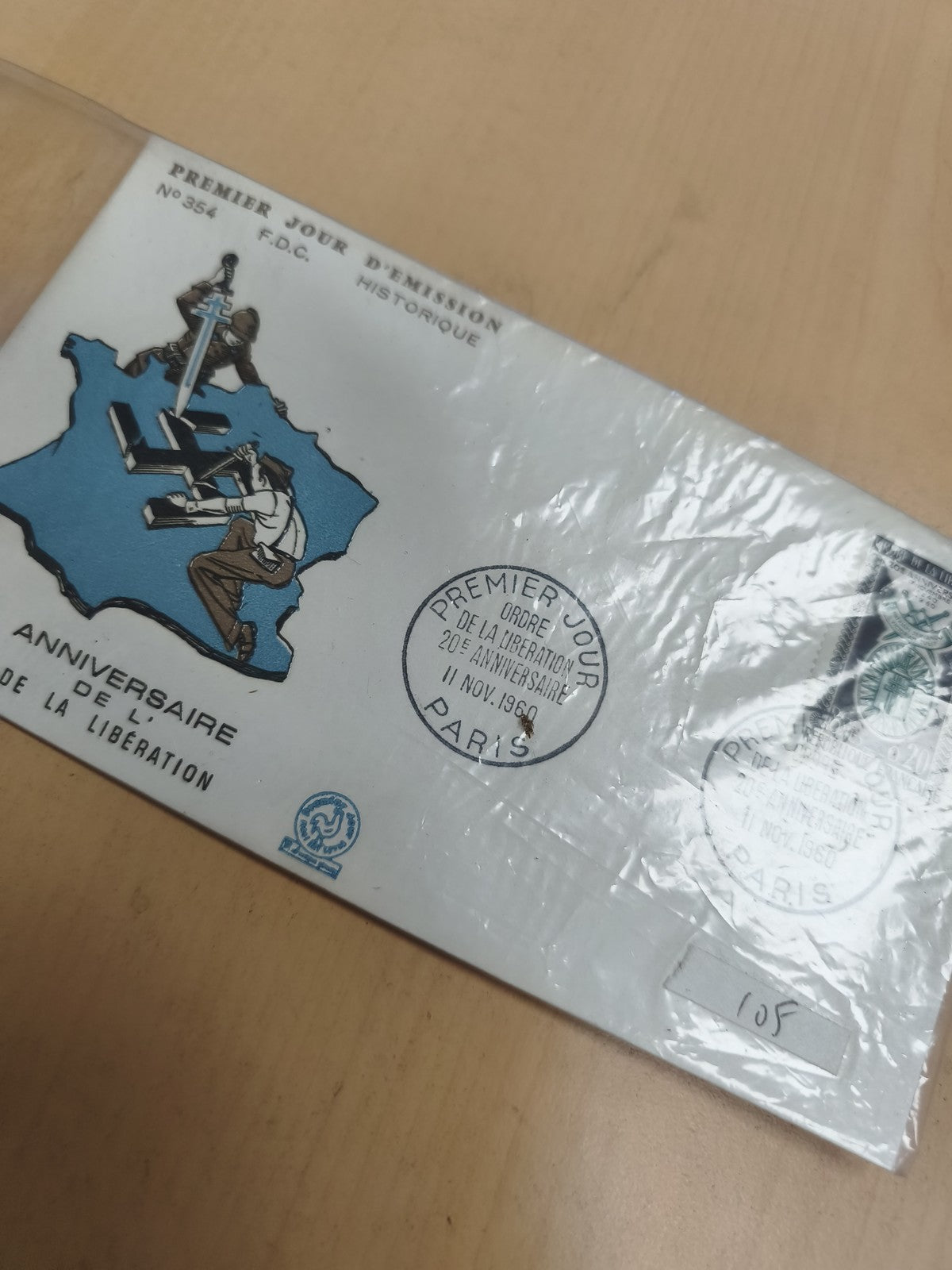 Enveloppe FDC 20e Anniversaire Libération 1958 Paris philatélie historique