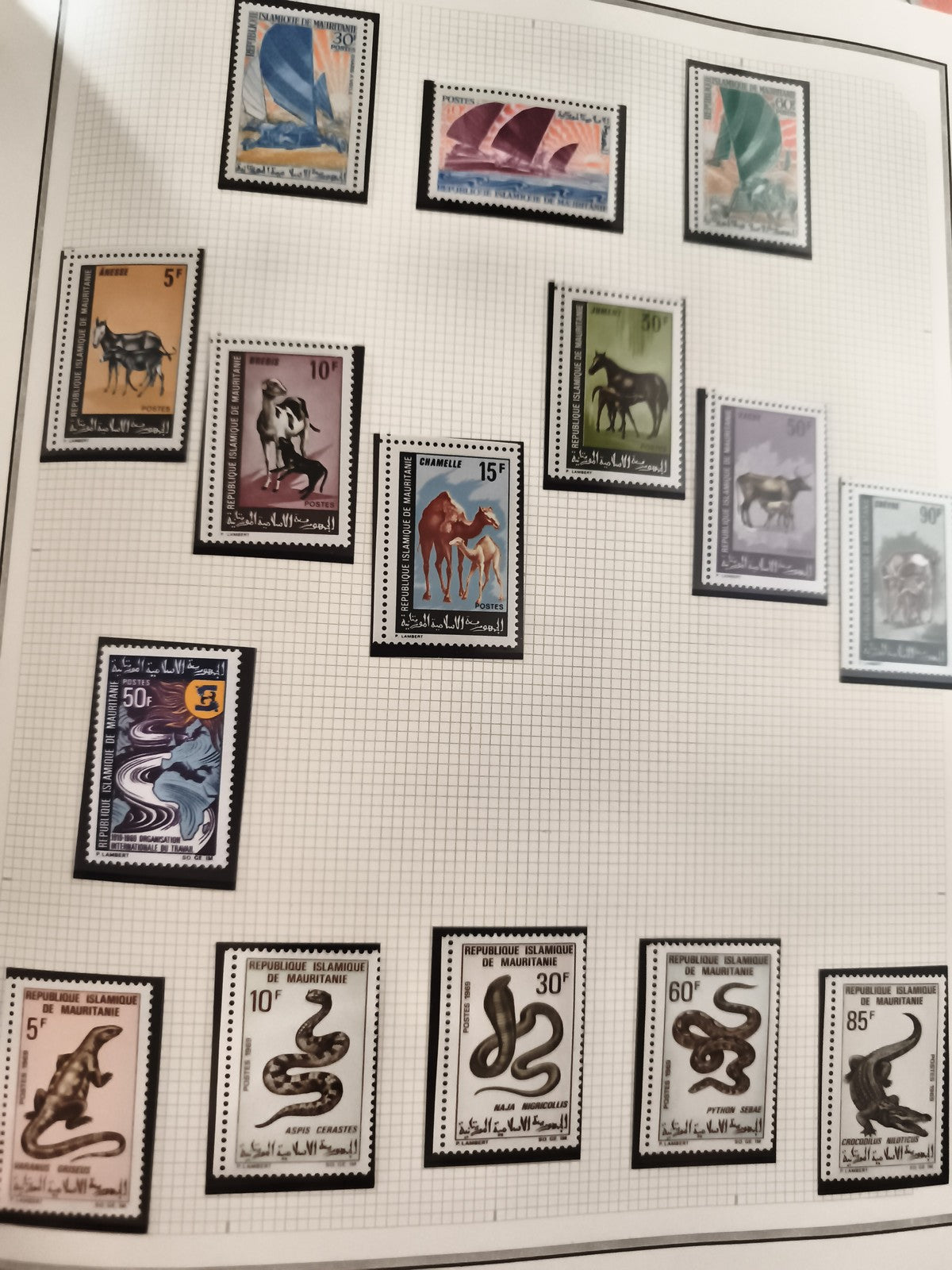Timbres neufs Mauritanie animaux reptiles voiliers anciens philatélie lot