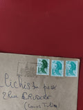 Enveloppe philatélie timbres Marianne verts affranchissement Paray-le-Monial