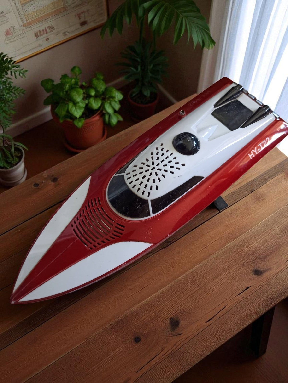 Bateau USB vintage HY-022 rouge blanc, modèle rare, objet déco rétro