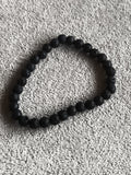 Bracelet perles noires pierre naturelle, élastique, style lavique