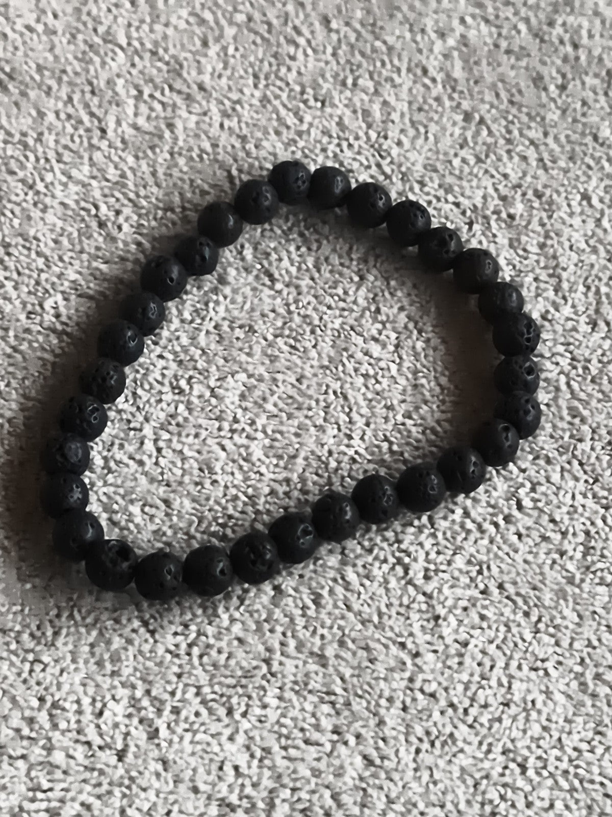 Bracelet perles noires pierre naturelle, élastique, style lavique