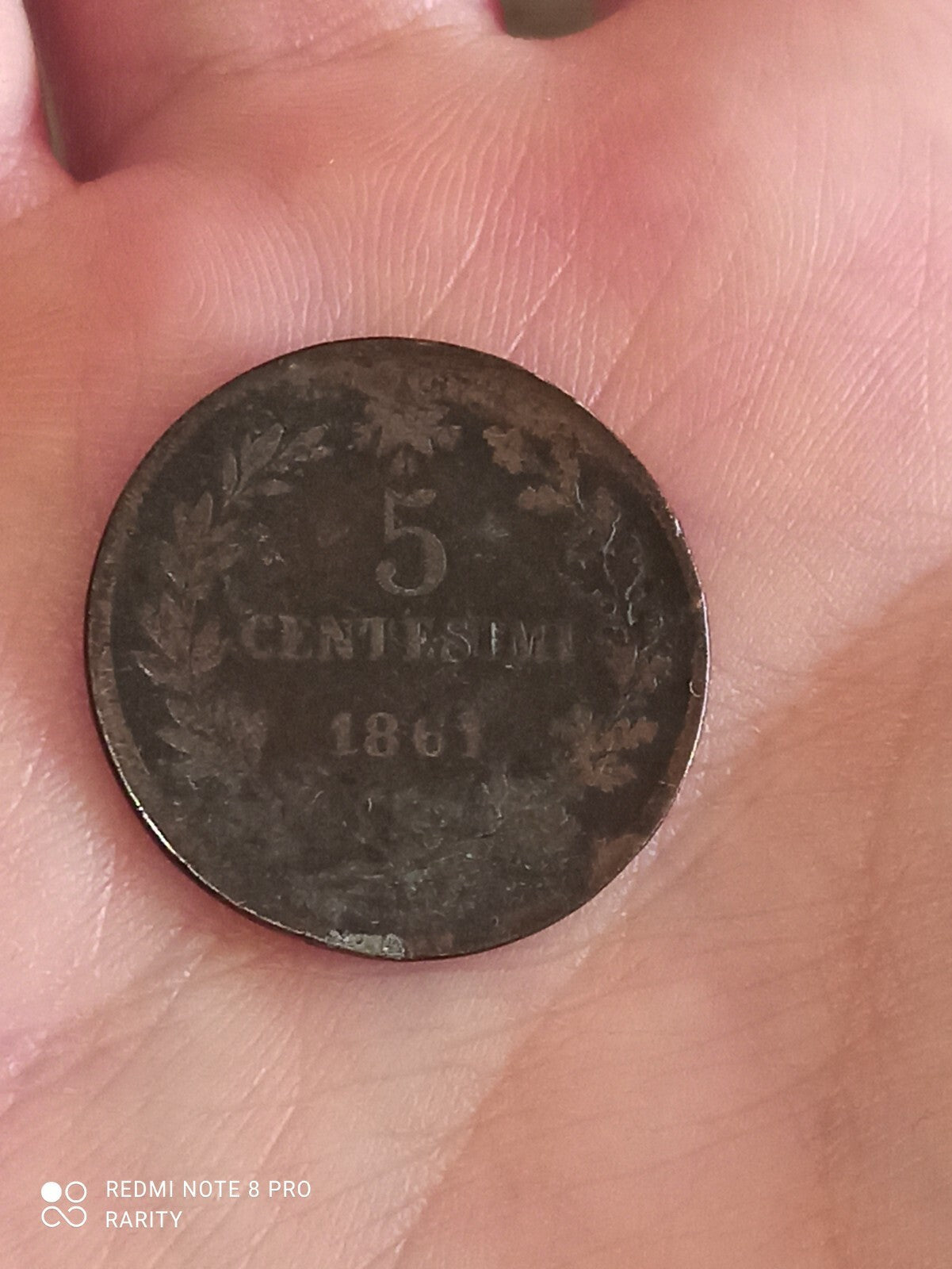 Pièce 5 Centesimi Royaume d'Italie 1861 Victor Emmanuel II monnaie italienne