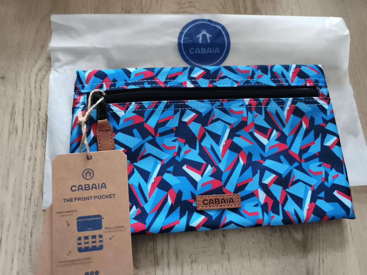 Pochette avant Cabaia motif bleu rouge, neuve, accessoire sac 24 cm