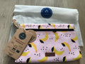 Pochette Cabaia bananes rose zip 24 cm neuve accessoire sac