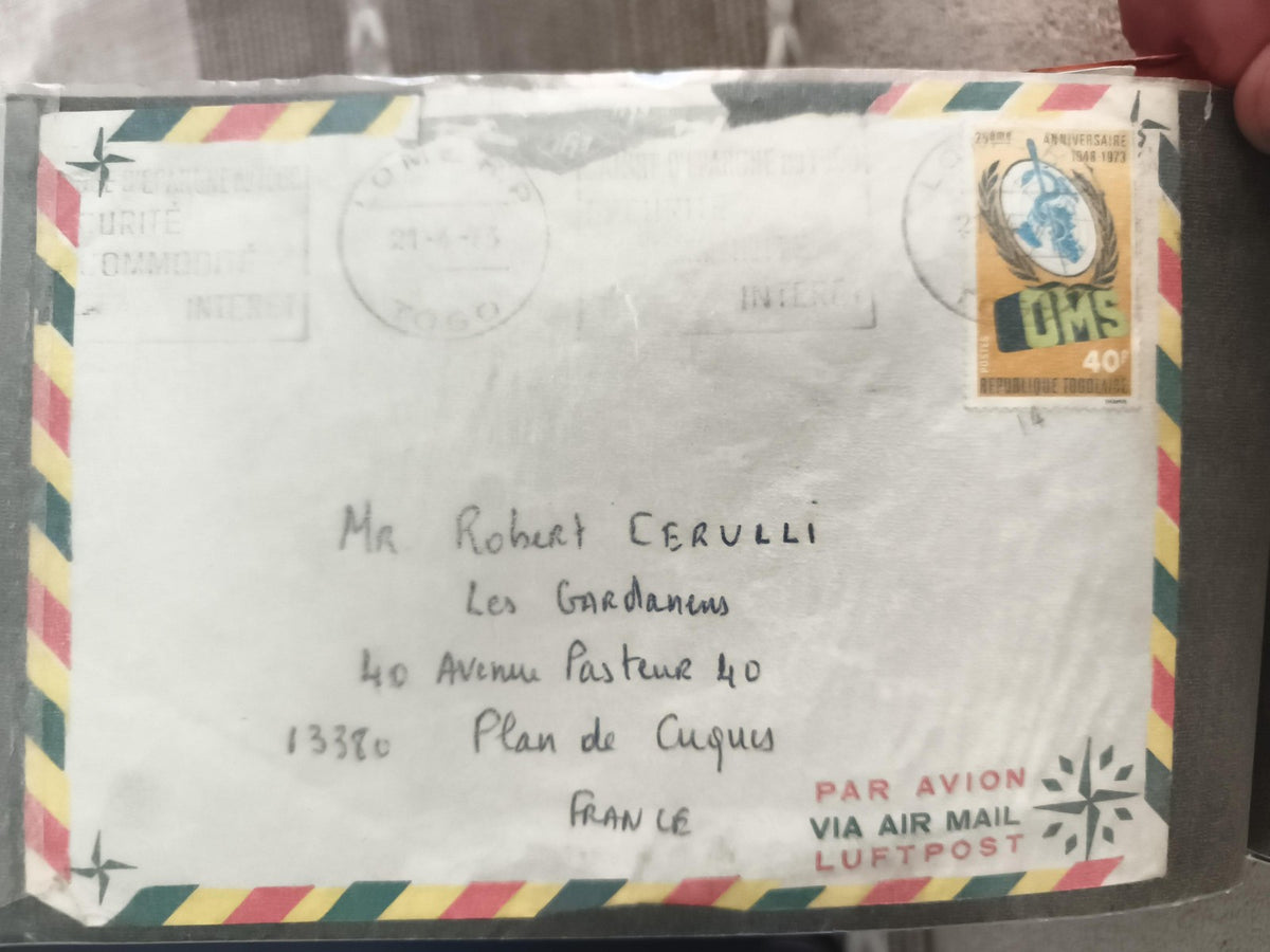 Lettre avion Togo 1973 timbre OMS 40f philatélie Afrique air mail