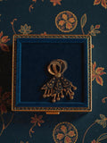 Broche ancienne émaillée Art déco 1930, bijou rétro, motif ruban doré
