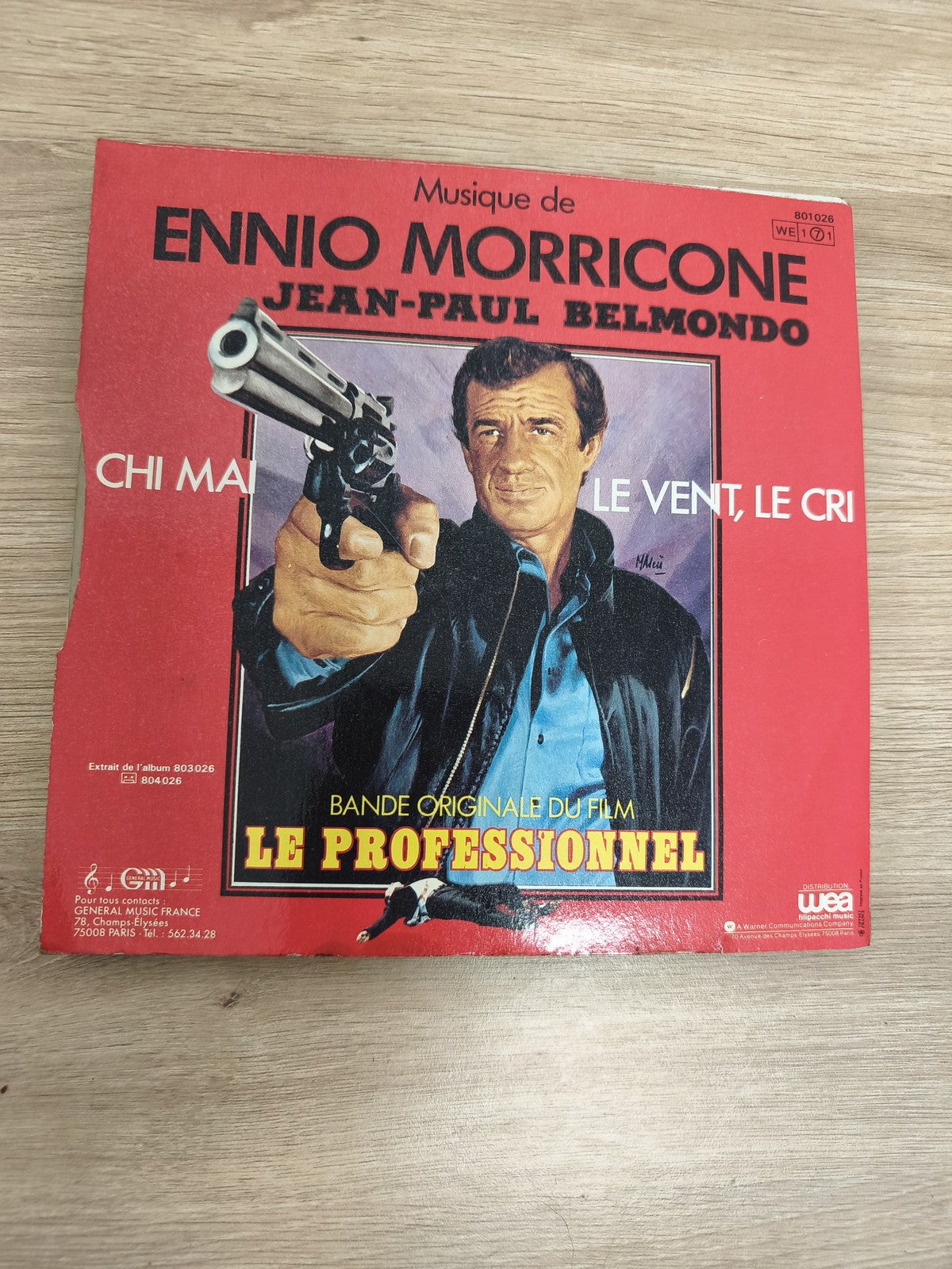 Vinyle 45T Ennio Morricone Le Professionnel Jean-Paul Belmondo pochette rouge