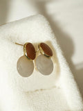 Paire boucles d’oreilles vintage rétro, deux tons, finition dorée, bijou ancien