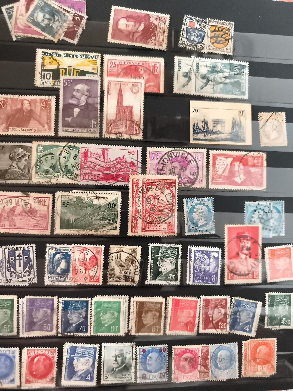Timbres anciens France oblitérés XIXe-XXe portraits monuments lot philatélie