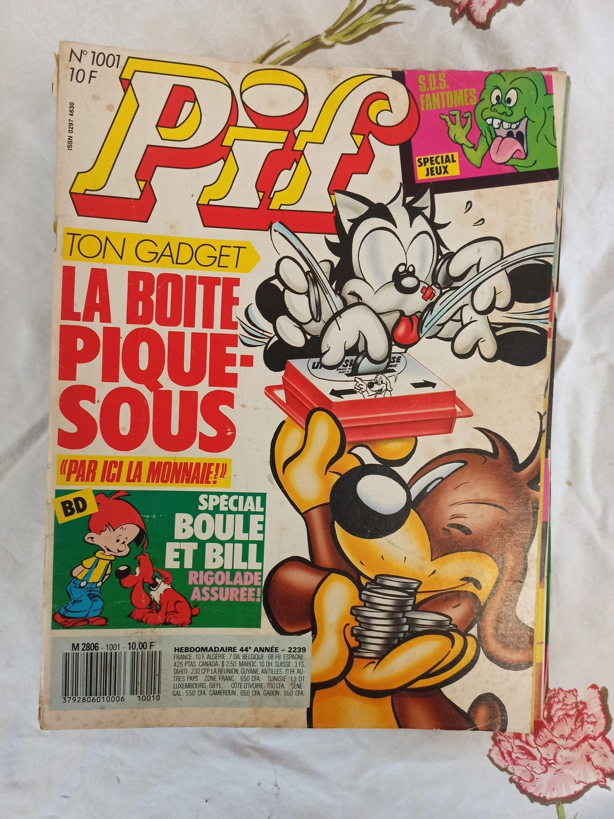 Magazine Pif n°1001 vintage années 90, BD gadget, couverture Boule et Bill